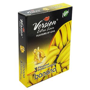 Version Extra Love Dotted Banana Flavoured Condom - 3Pcs Pack